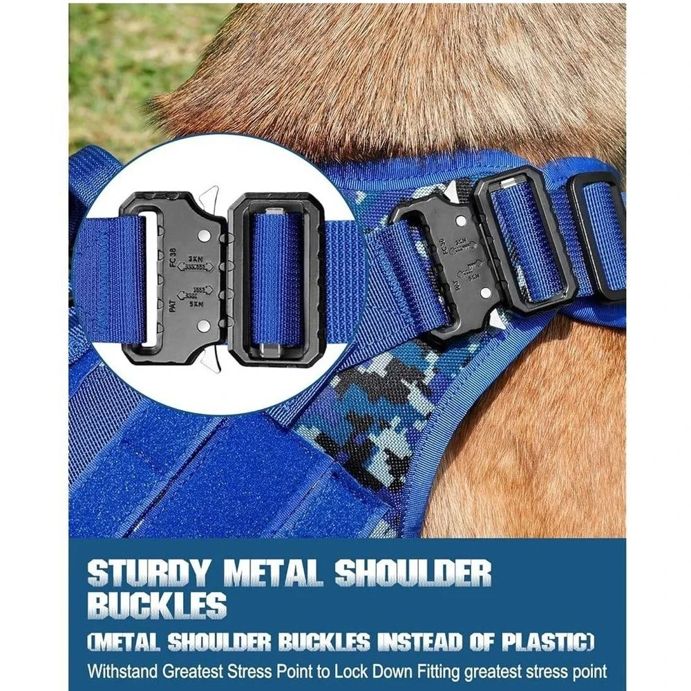 Petnanny Tactical Dog Harness Blue Digital Camo Service Dog Vest Medium NEW